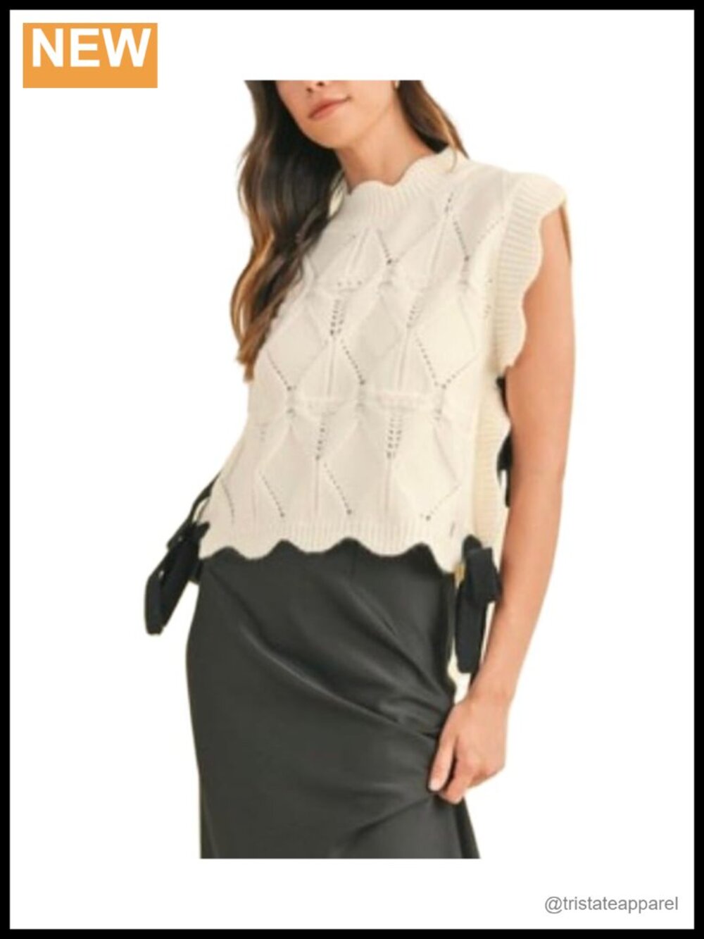 NUFIWI Womens Y2K Ribbon Bow Sweater Vest Chunky Cap Sleeve Knit Vest with Bows